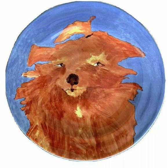 Anthropologie Dog Plate Bianca Furry Friends Carole Atkins Dessert Side Salad - Picture 1 of 1